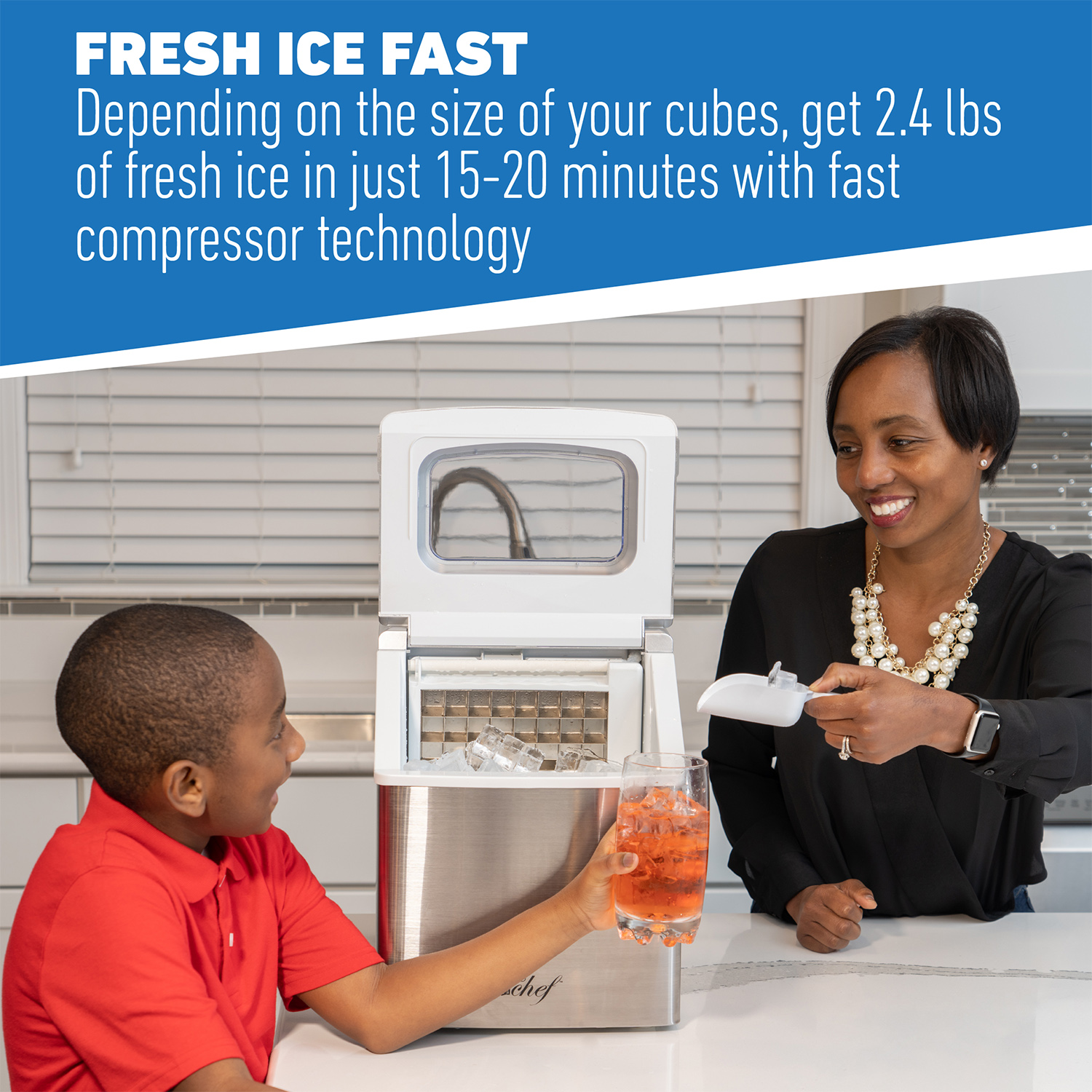 Deco Chef Countertop Portable Ice Maker for Home, 40 lb/Day - Choose Color