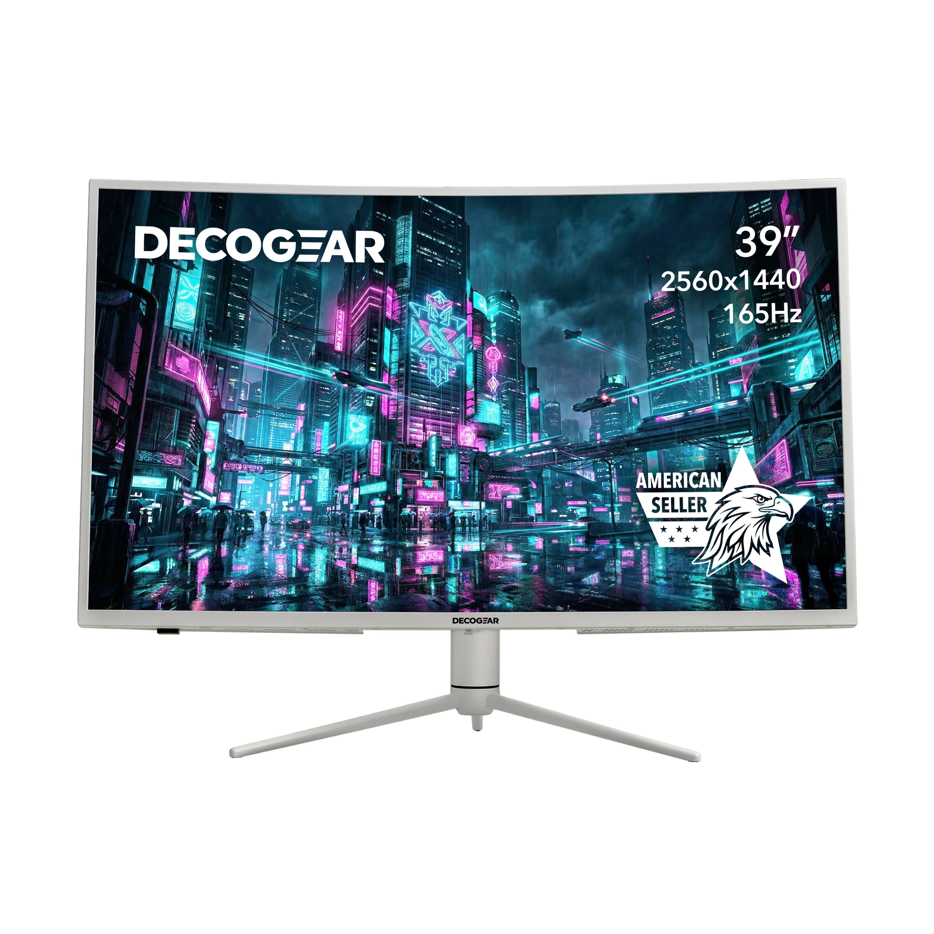 Deco Gear 39" Curved Widescreen Gaming Monitor, 2560x1440, HDR400, 165Hz, White