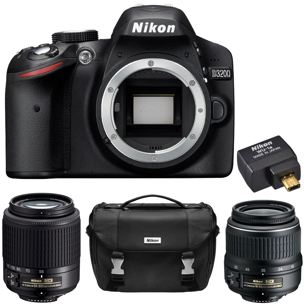 Nikon D D3200 24.2MP Digital SLR Camera - Black (Kit w/ VR 18-55mm and