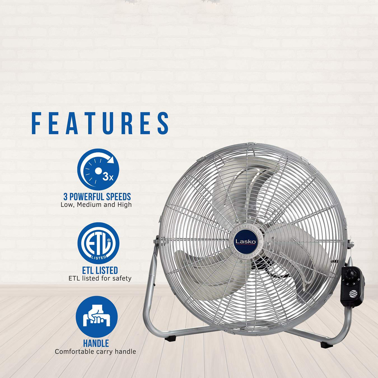 Lasko 2265QM 20" Max Performance High Velocity Floor/Wall Mount Fan