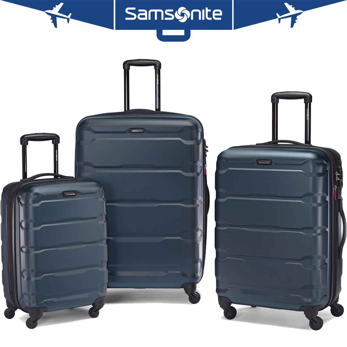 Samsonite Omni Hardside Spinner Suitcase Luggage, Teal - 20" / 24" / 28"