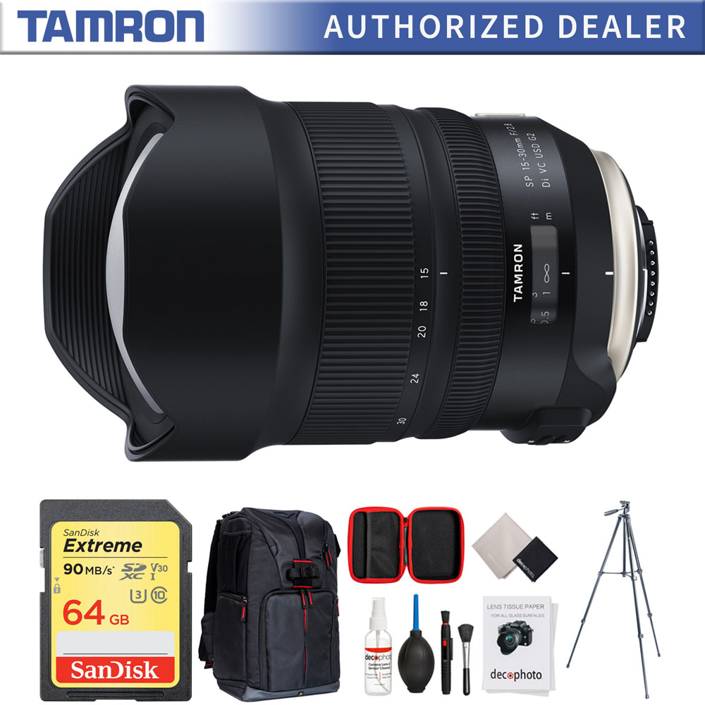 Tamron SP 15-30mm F/2.8 Di VC USD G2 Lens (Nikon) w/ 64GB Accessories