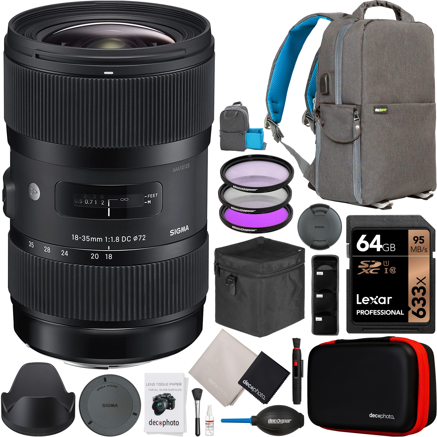 Sigma 18-35mm 1.8 DC HSM Art Lens for Canon EF Mount + Photo Video Accessories Bundle