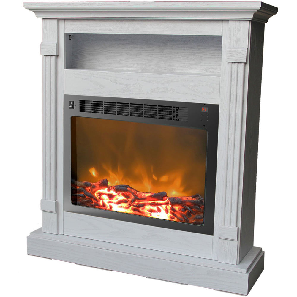 Cambridge Sienna Fireplace Mantel with Electronic Fireplace Insert in White - CAM3437-1WHT