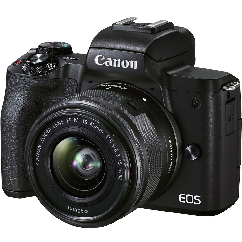 Canon EOS M50 Mark II Mirrorless Digital Camera  Black  w/ EF-M 15-45mm IS STM Lens