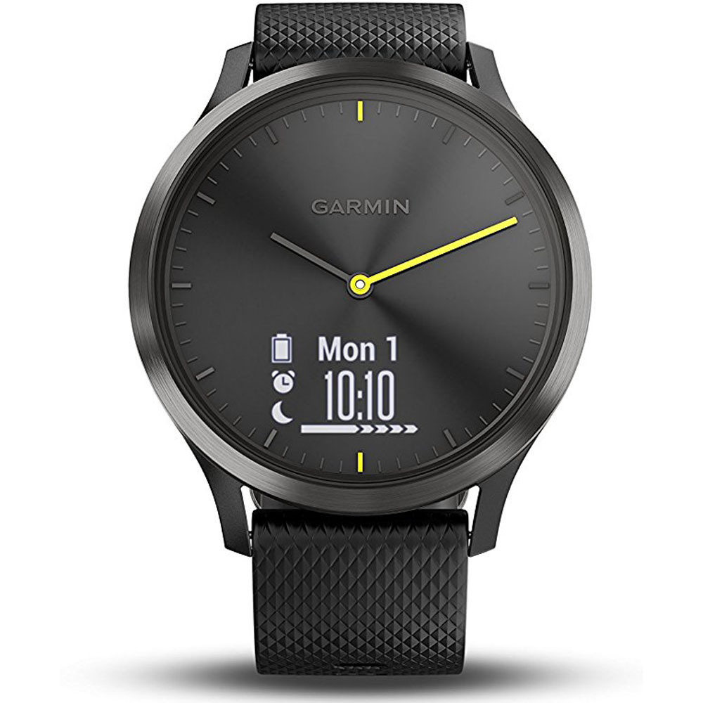 Garmin Vivomove HR Sport Hybrid Smartwatch Black With Black Silicone