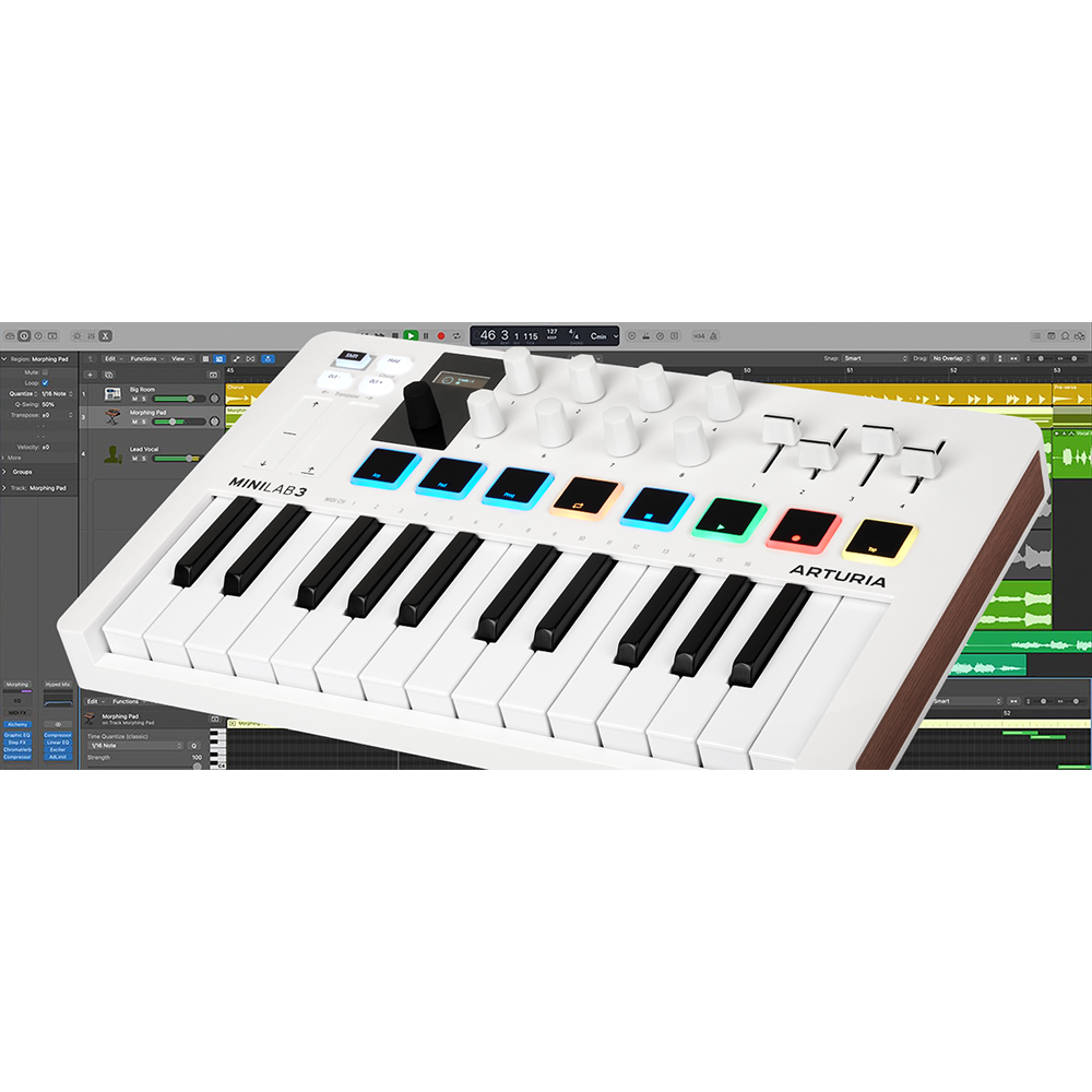 Arturia MiniLab 3 25-Key MIDI Controller Keyboard, White