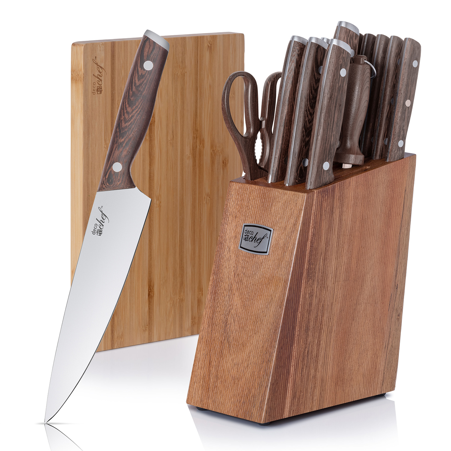 Набор деревянных ножей Deco Chef 16шт с лезвиями из нержавеющей стали, ножницами и многим другим
