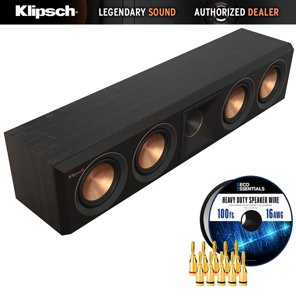 Динамик Klipsch RP-404C II: Усиленный твитер из черного дерева + шестеренчатый провод Deco + штекеры типа банан