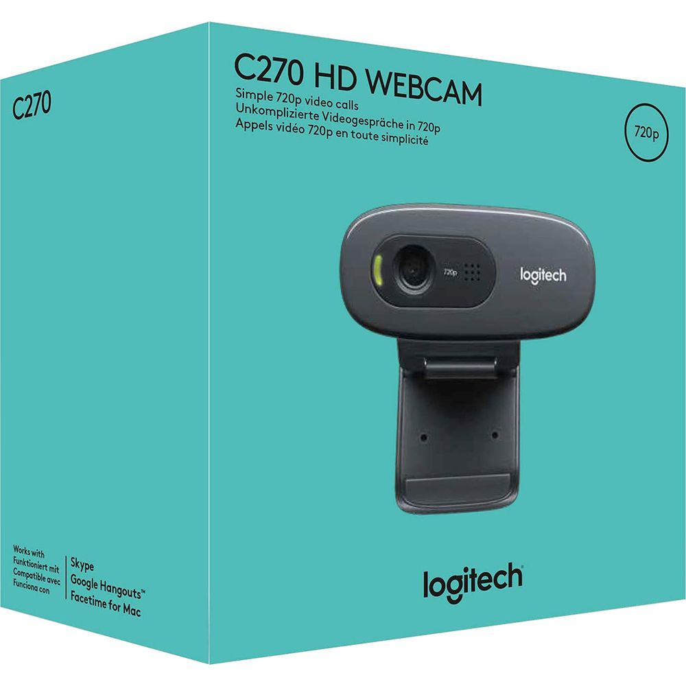 Logitech Plug and Play HD 720p Video Calling Webcam C270, Dark Grey, 960-000694