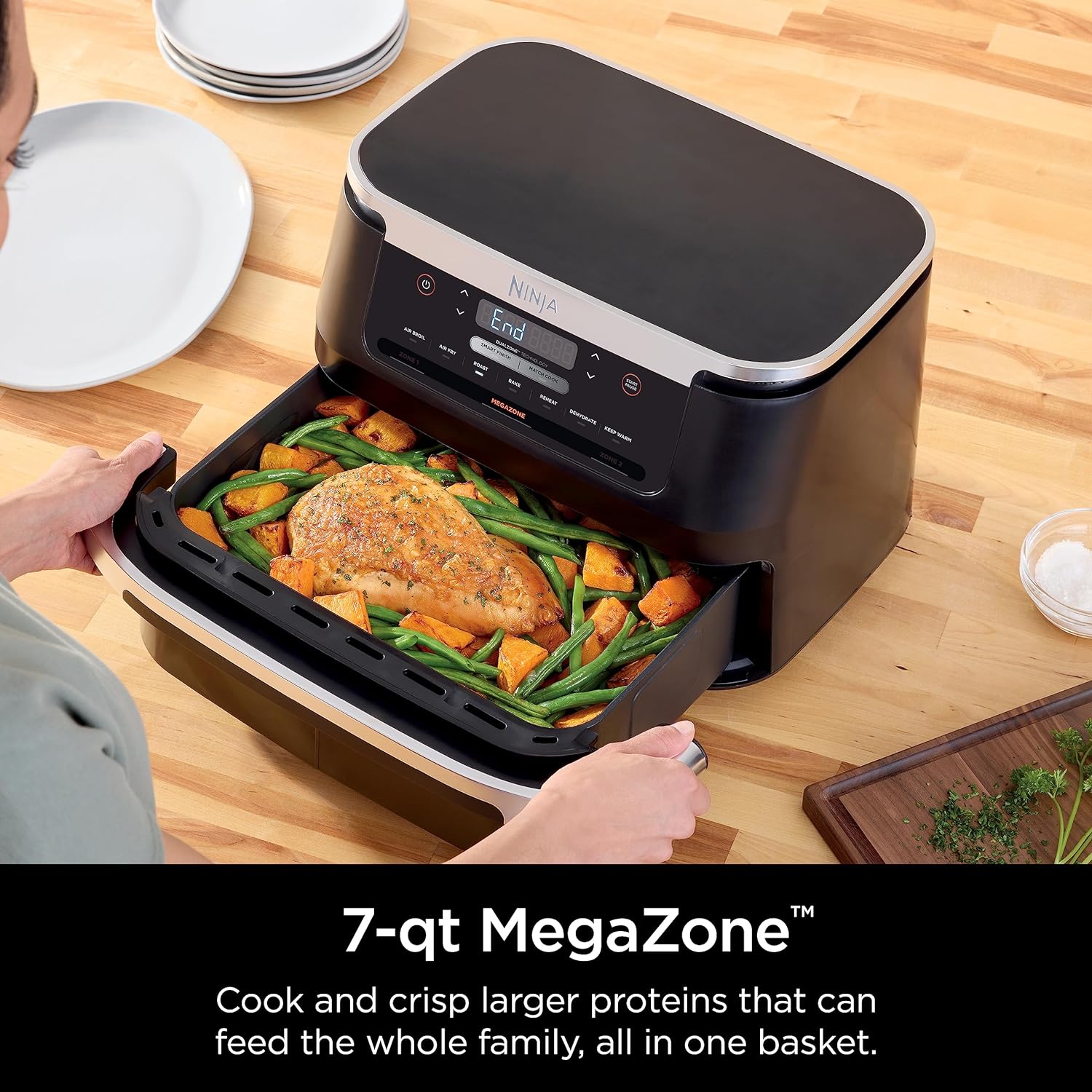 Ninja DZ071 Foodi 6-in-1 FlexBasket Air Fryer with 7-QT MegaZone