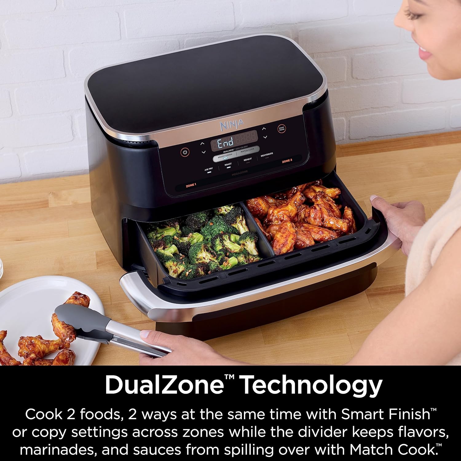 Ninja DZ071 Foodi 6-in-1 FlexBasket Air Fryer with 7-QT MegaZone