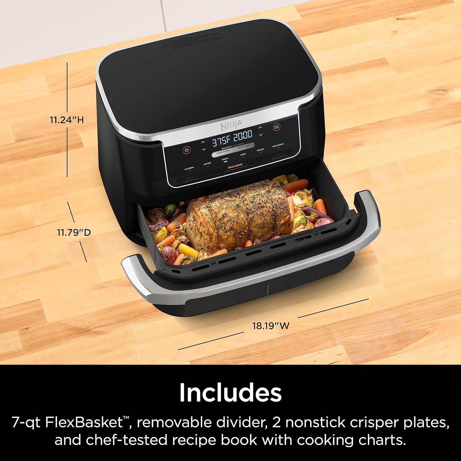 Ninja DZ071 Foodi 6-in-1 FlexBasket Air Fryer with 7-QT MegaZone