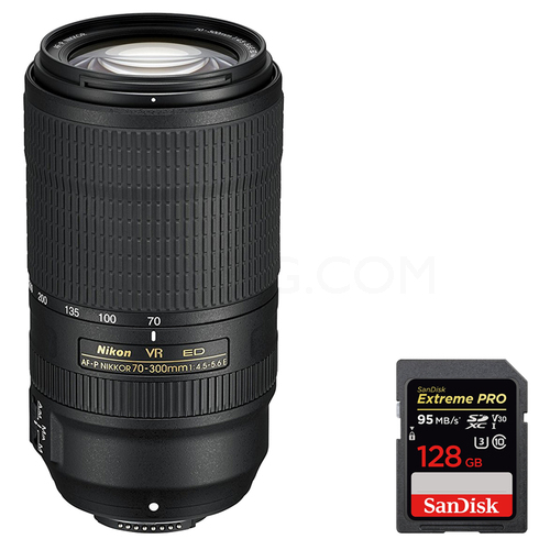 Nikon Af P Nikkor 70 300mm F 4 5 5 6e Ed Vr Fixed Zoom Lens 128gb Memory Card Ebay