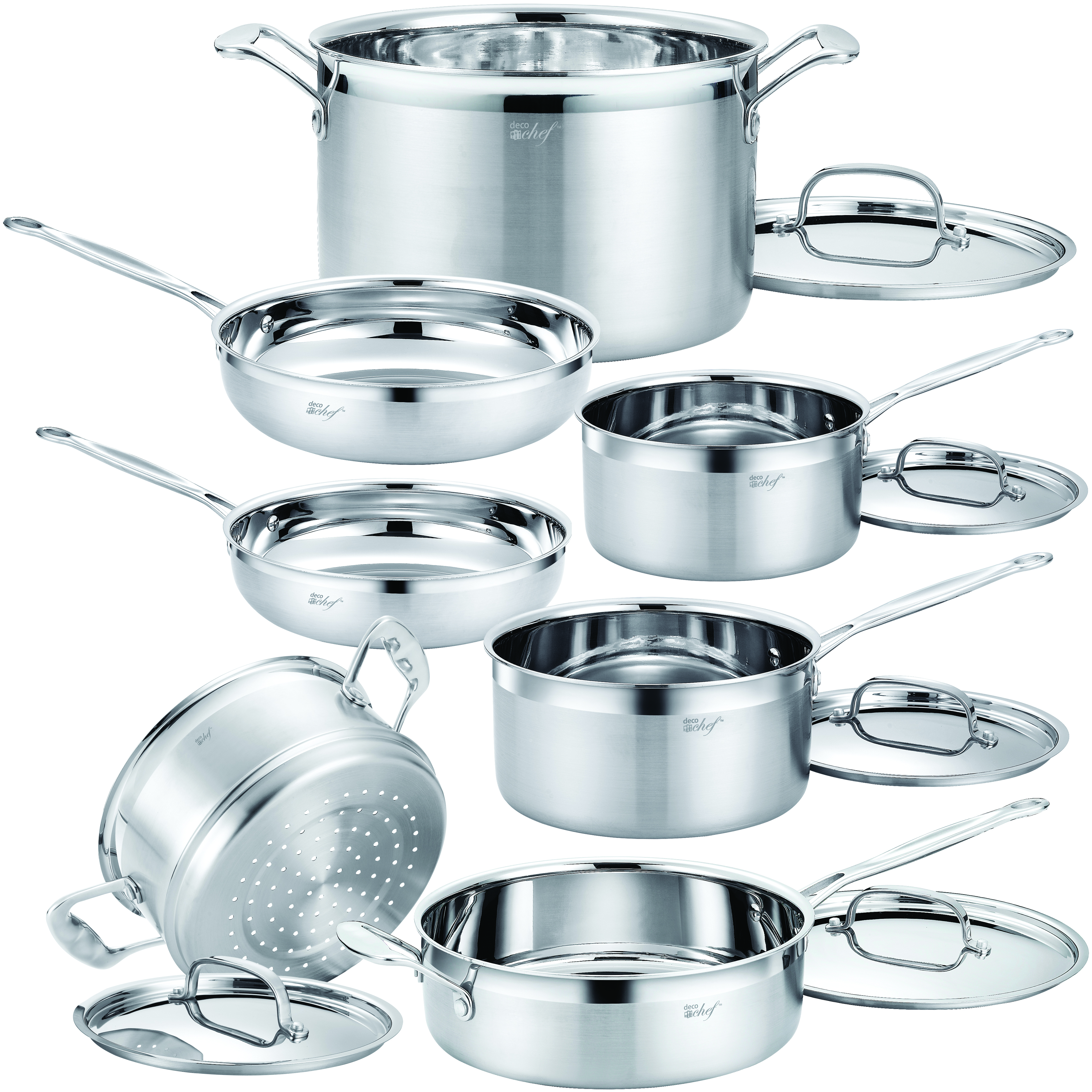 Photos - Fryer Deco Chef Stainless Steel Cookware 12 Piece Starter Set, Tri-Ply Core, Riv