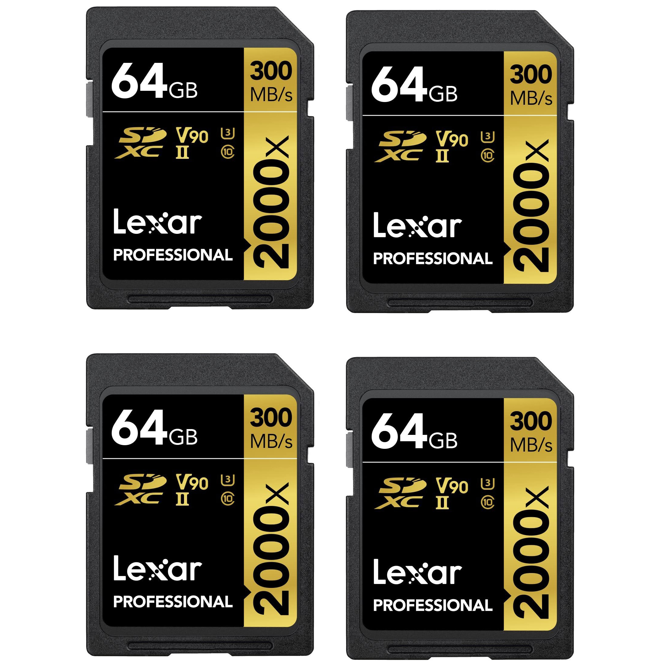 Photos - Memory Card Lexar Pack of 4 Professional 2000x 64GB  SDXC UHS-II Memory C (256GB Total)