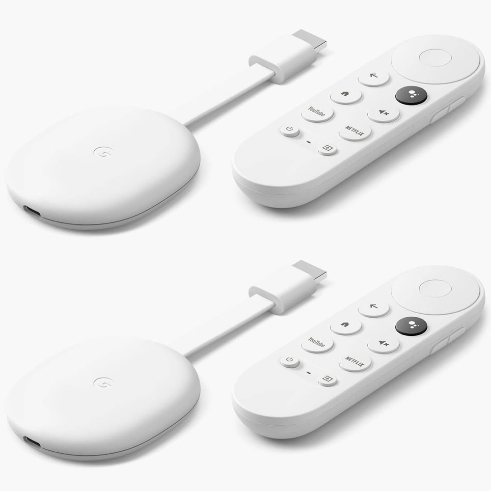Google Chromecast with Google TV 4K 60fps HDR Streaming Snow 2 Pack