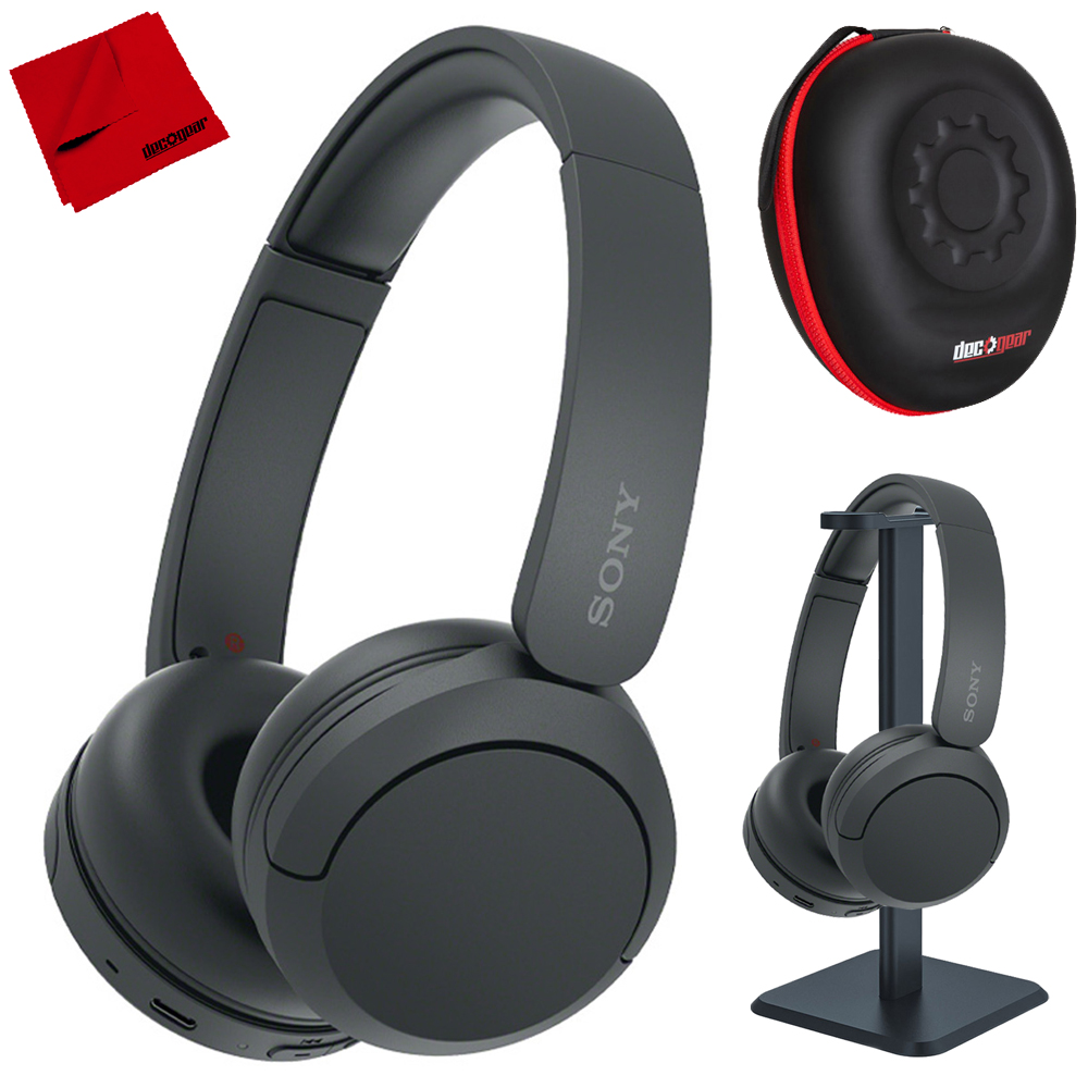 Sony WHCH520 Wireless Headphones with Microphone Black w Pro Stand Kit
