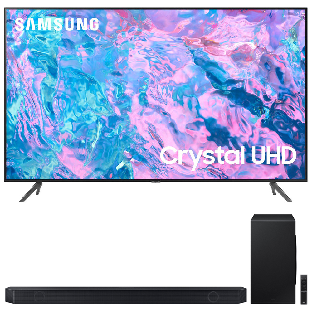 Photos - Television Samsung UN65CU7000 65 Crystal UHD 4K Smart TV  w/ Q-series 7.1.2 Ch. (2023)