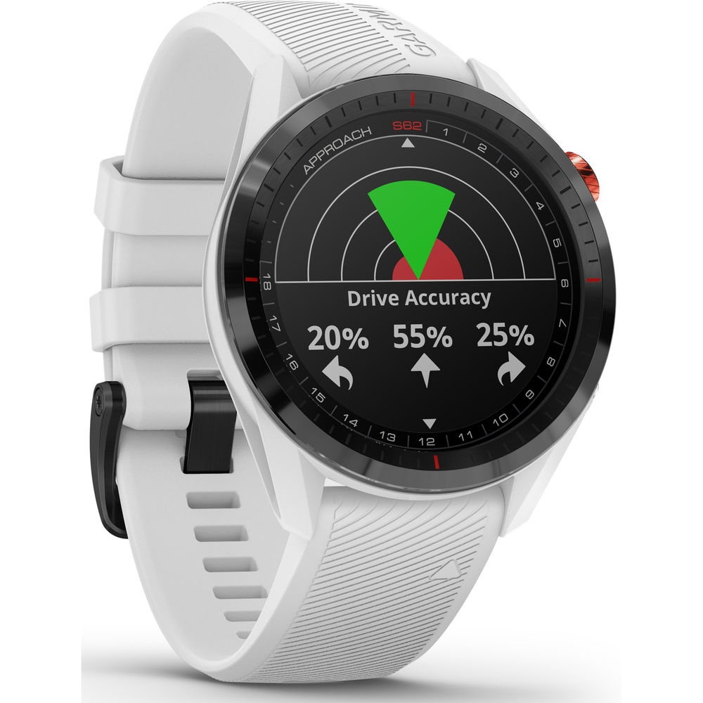 Garmin Approach S62 Black Ceramic Bezel w White Silicone GPS Golf Watch 0100220001