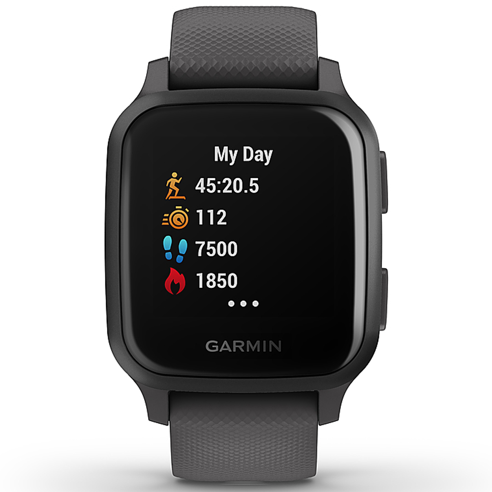 Garmin Venu Sq Slate Aluminum Bezel with Shadow Gray Case and Silicone Band
