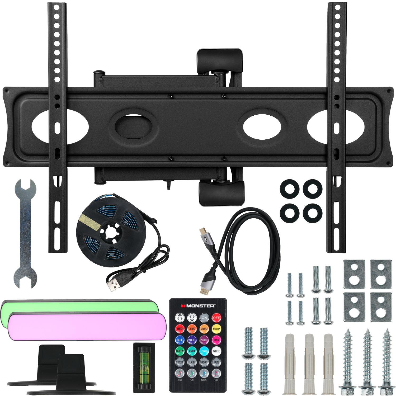 Photos - Mount/Stand Monster TV Full Motion Wall Mount for 32-70 with 6 Piece Sound Reactive Li 
