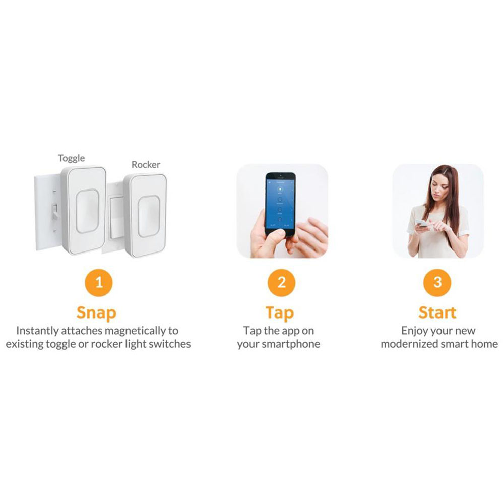 Photos - Household Switch Switchmate Switchmate Voice-Activated Wire-Free Smart Rocker, No Hub Requi