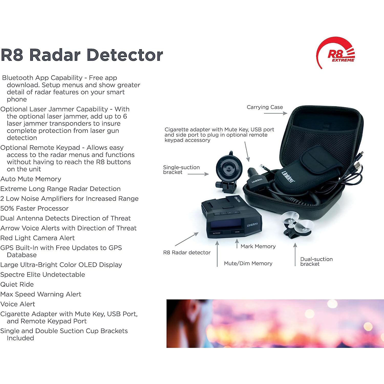 Photos - Radar Detector Uniden R8 Extreme Long Range Radar/Laser Detector 