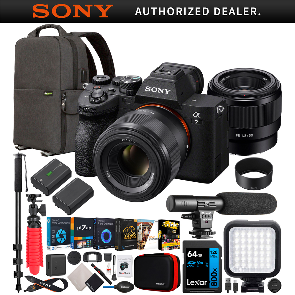 Sony a7 IV Full Frame Mirrorless Camera + FE 50mm F1.8 Lens Kit