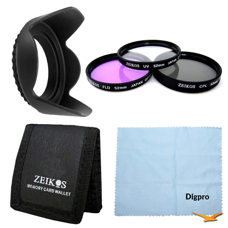 52 mm Deluxe Filter kit Hard Lens Hood For Olympus Sony