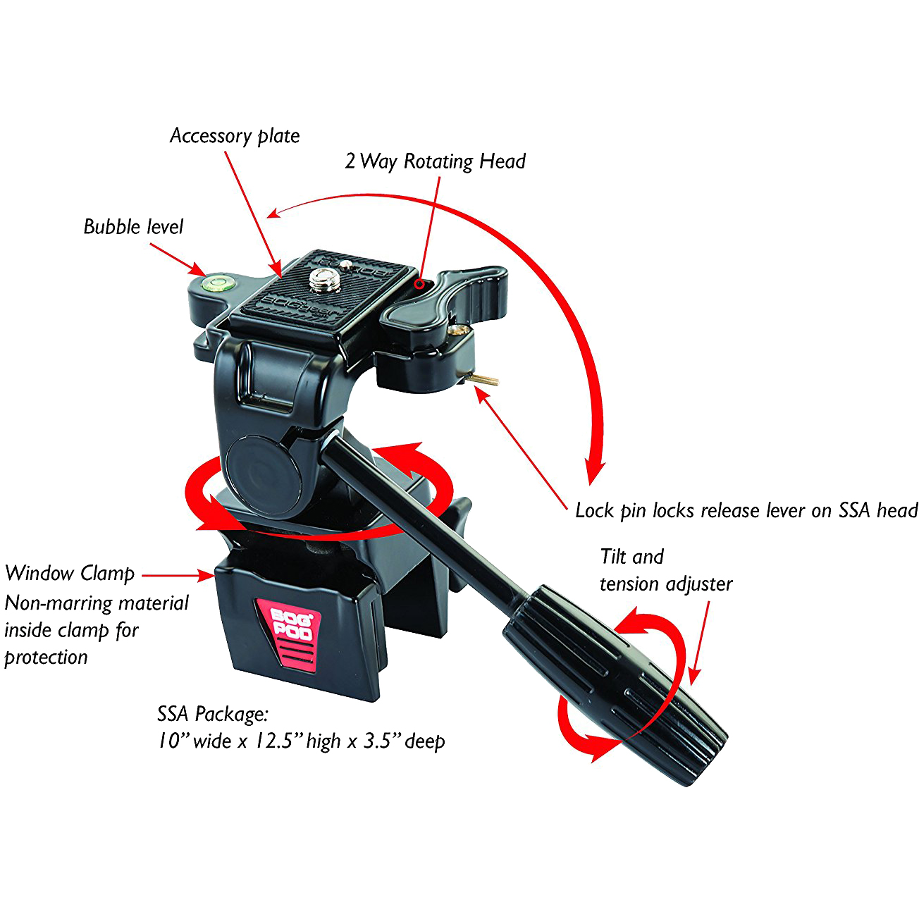 BogPod SSA Rotating Spotting Scope Tripod Adapter w/ Car Window Mount
