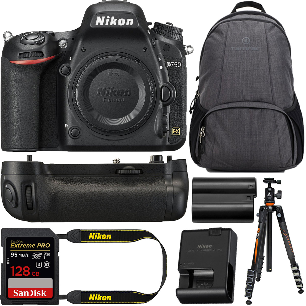 Nikon D750 Digital SLR Camera (Body Only) with Nikon MBD16 Battery