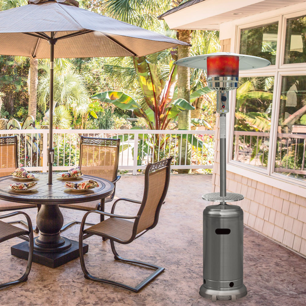 Hanover Steel Umbrella Patio Heater 7' tall Propane 41000 BTU Stainless