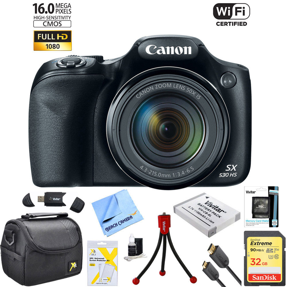 Canon PowerShot SX530 HS 16MP 50x Opt Zoom Full HD Camera 10 pc 32GB
