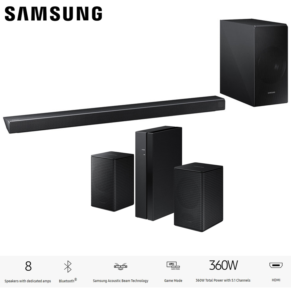 Samsung Panoramic Soundbar Black with Wireless Rear Speakers Kit eBay