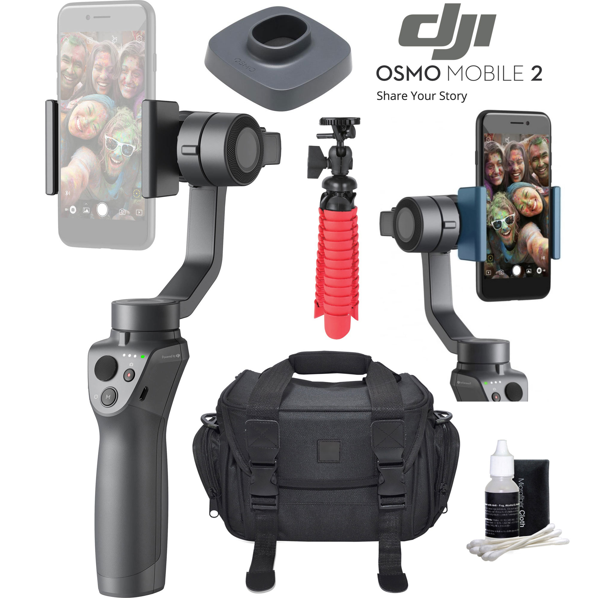 DJI Osmo Mobile 2 Smartphone Gimbal Stabilizer Bundle w /Charge Base and Tripod - E1DJIOSMOMOB2 - DJI Osmo Mobile 2 Smartphone Gimbal Stabilizer Bundle w /Charge Base and Tripod