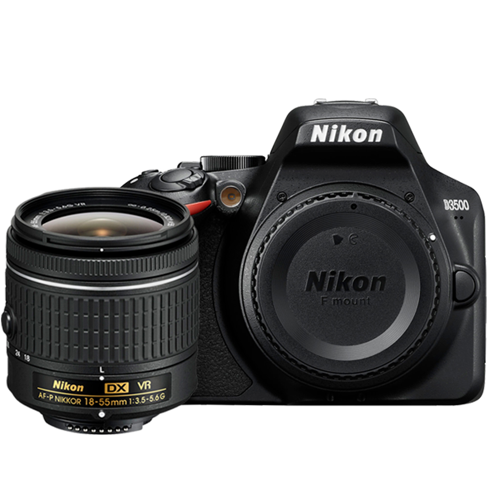 Nikon D3500 24.2 MP DSLR Camera w/ AF-P DX 18-55mm VR Lens Kit + Memory