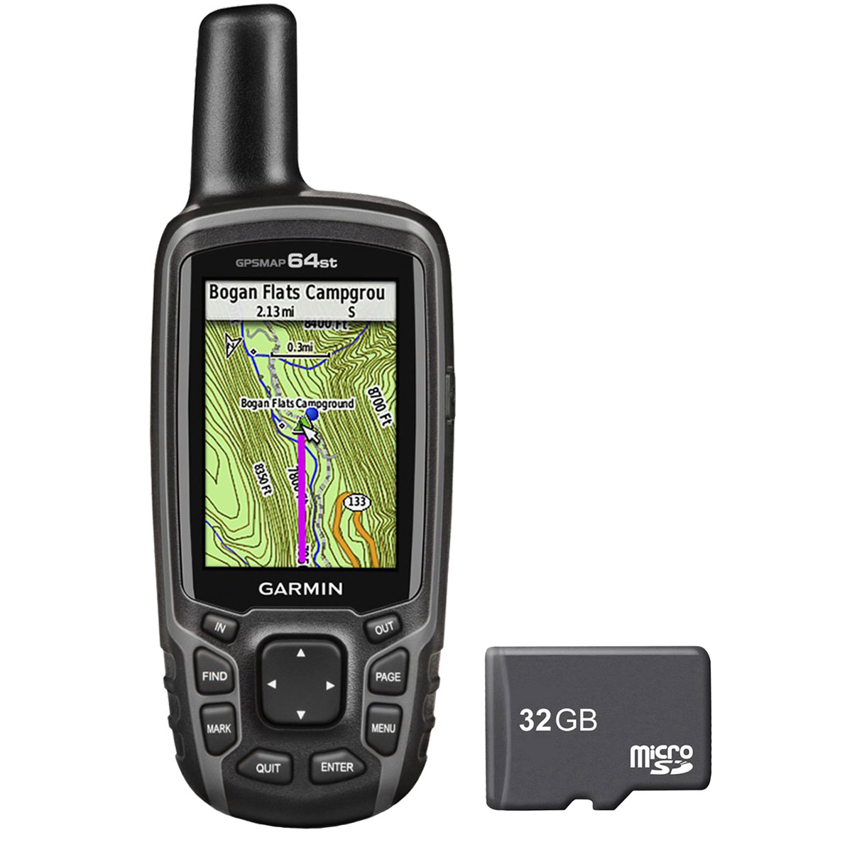 Garmin GPSMAP 64st Worldwide Handheld GPS + 32GB MicroSD Memory Card