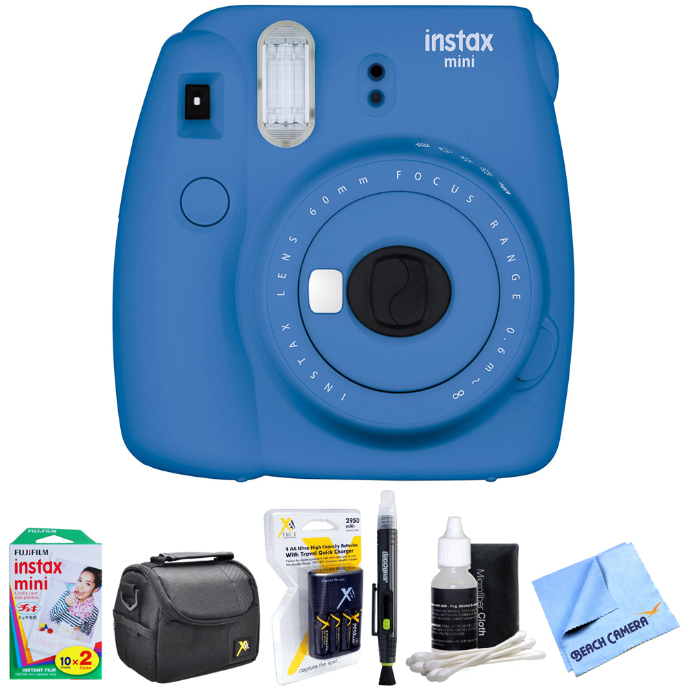 Fujifilm Instax Mini 9 Instant Camera Blue with AA Batteries & Charger