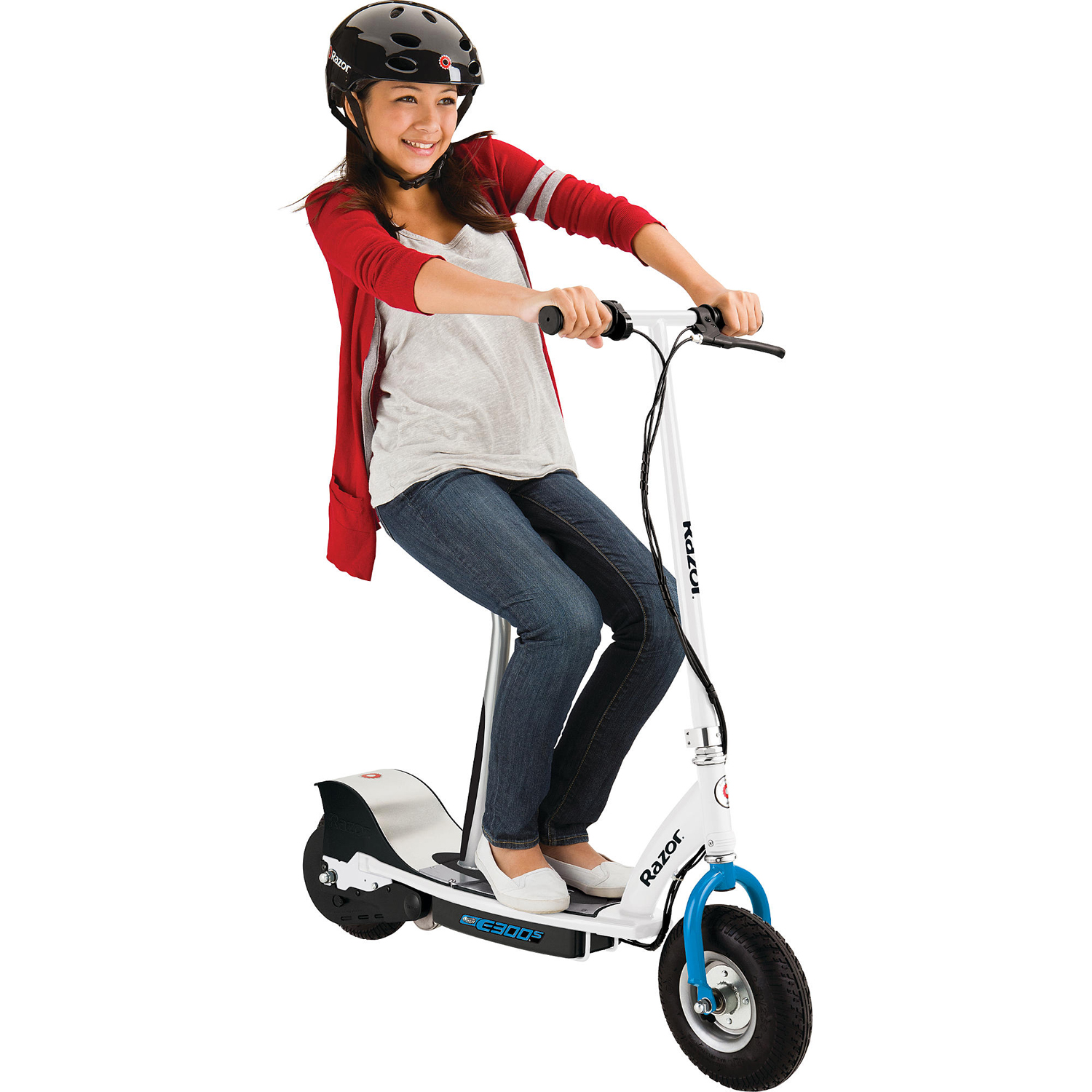 Razor E300S Seated Electric Scooter in White & Blue 845423020507 eBay