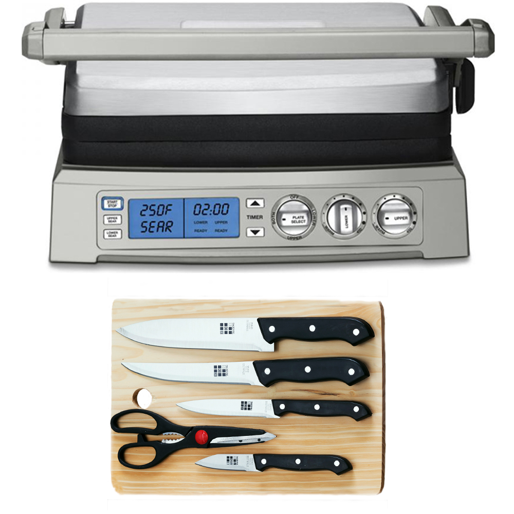 Cuisinart GR300 Griddlel w/ 5 Piece Stainless Steel Knife Set