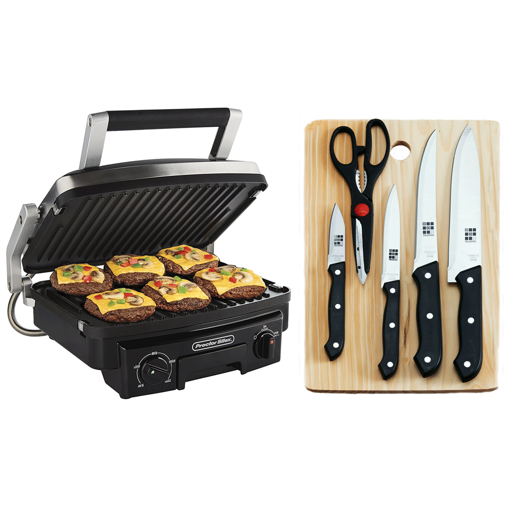 Hamilton Beach Proctor Silex 5 In 1 Countertop Grill W Knife Set