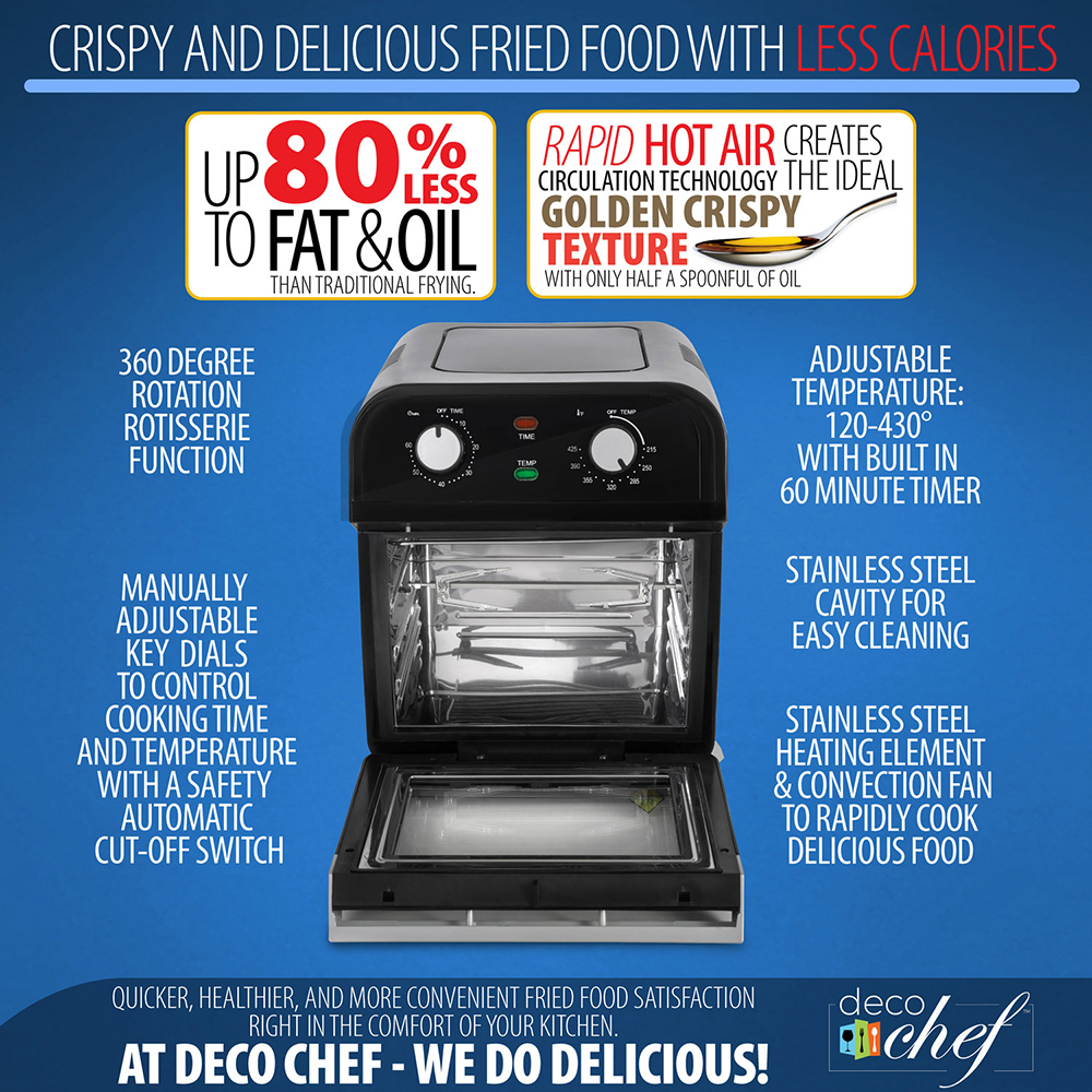 Deco Chef 12.7 QT Multi-Function Extra Large Capacity Convection Oven Airfryer 843342150336  eBay