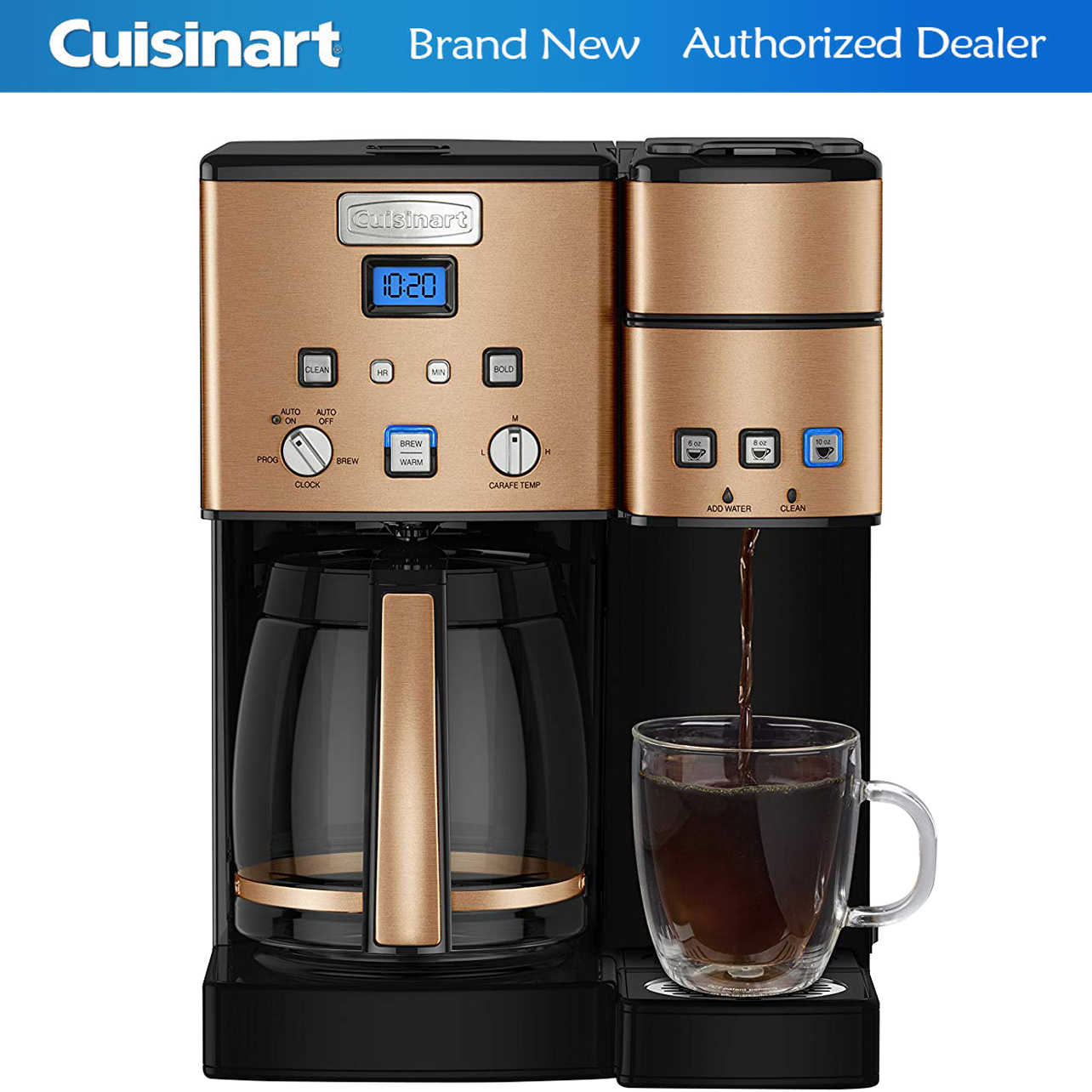 Cuisinart 12 Cup Coffeemaker and Single Serve Brewer w/ 3 Year Warranty