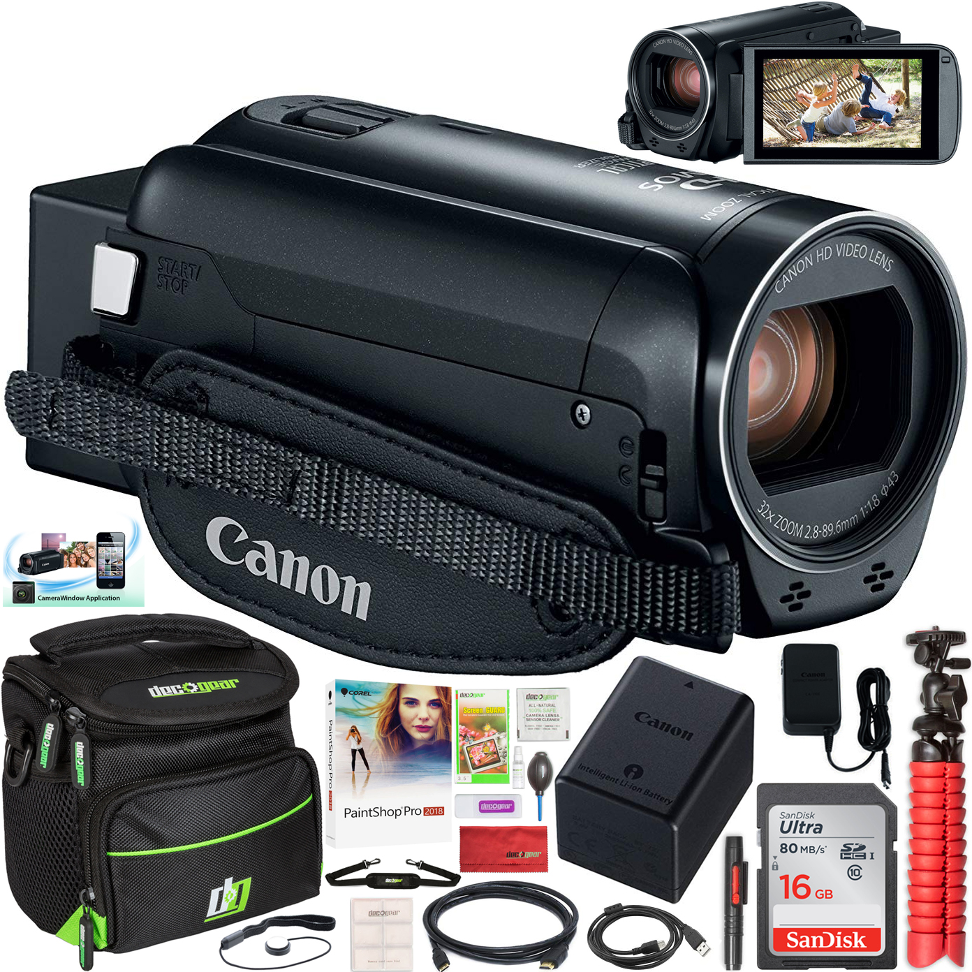 Canon VIXIA HF R800 Full HD Camcorder HFR800 Black 57x Zoom + Case