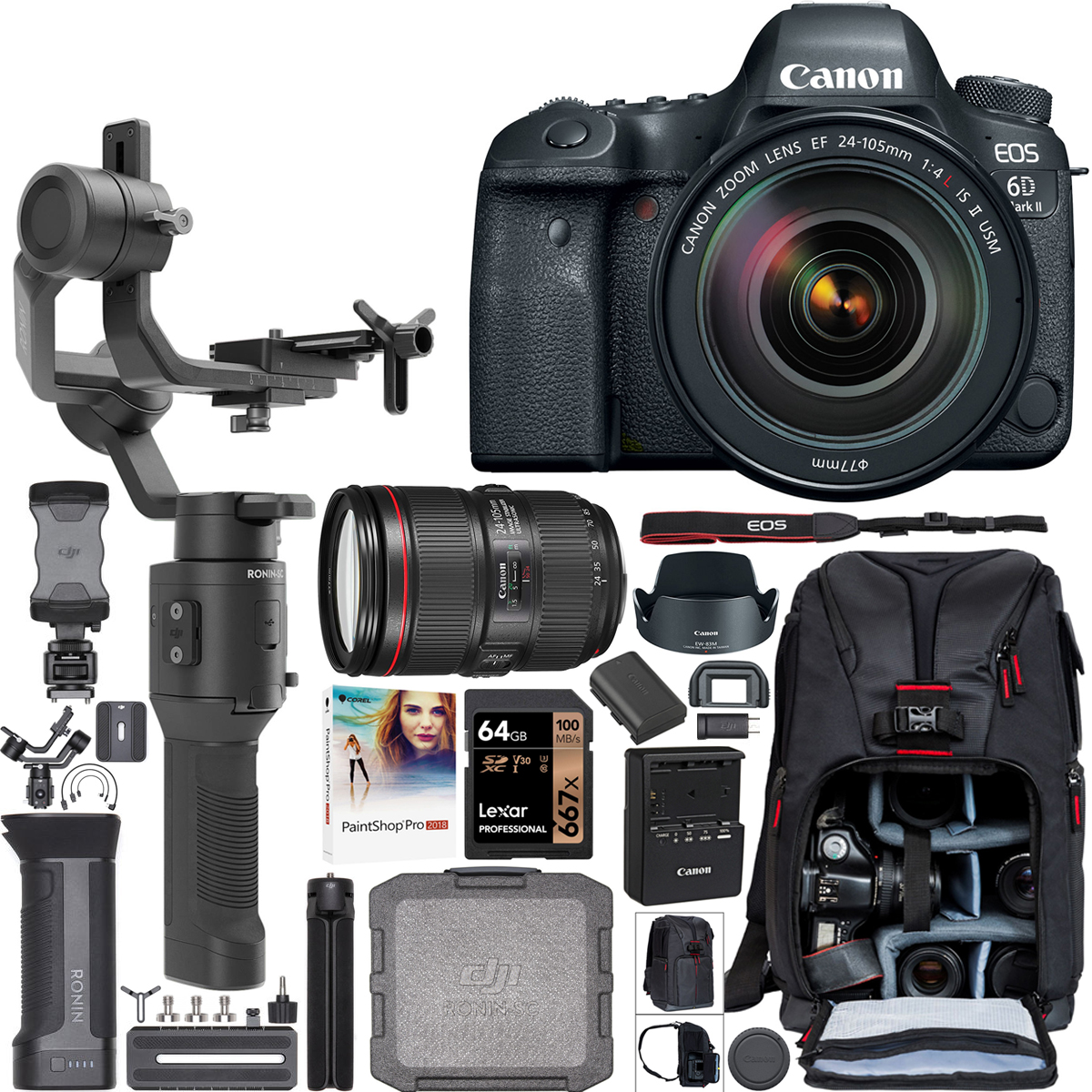 Canon EOS 6D Mark II DSLR Camera 24-105 IS II Lens DJI Ronin-SC Filmmaker's Kit 13803286564  eBay