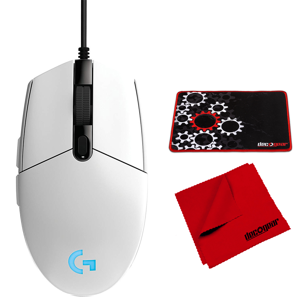 Logitech G203 Prodigy RGB Wired Gaming Mouse White + Mouse Pad