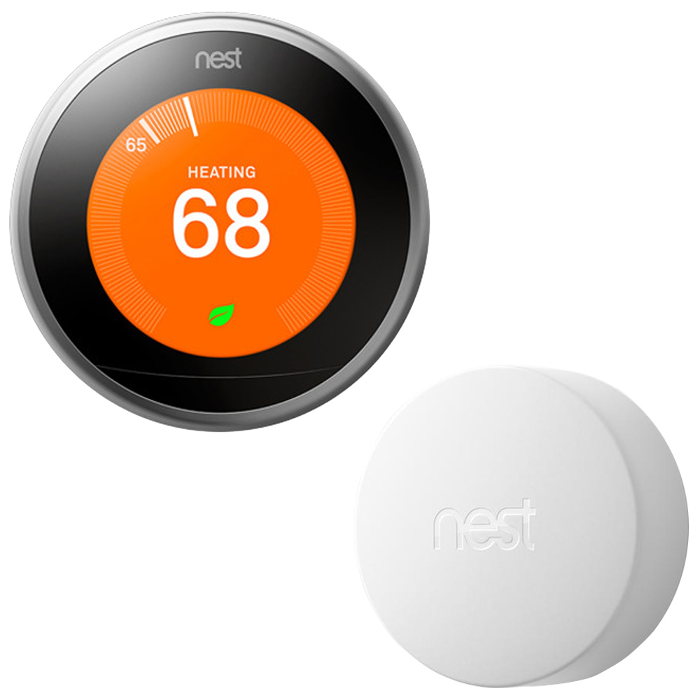 Nest Learning Thermostat (3rd Gen, Stainless Steel) w/ Nest Temperature Sensor 641022235119 eBay