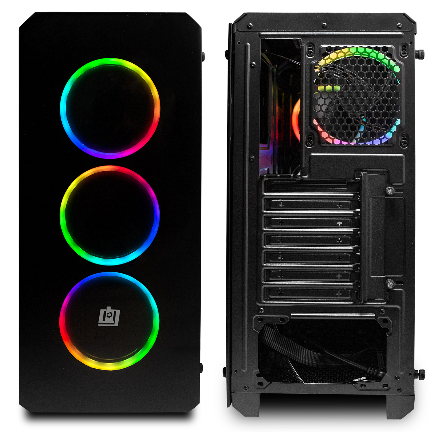 Deco Gear MidTower PC Gaming Computer Case Full Tempered Glass LED