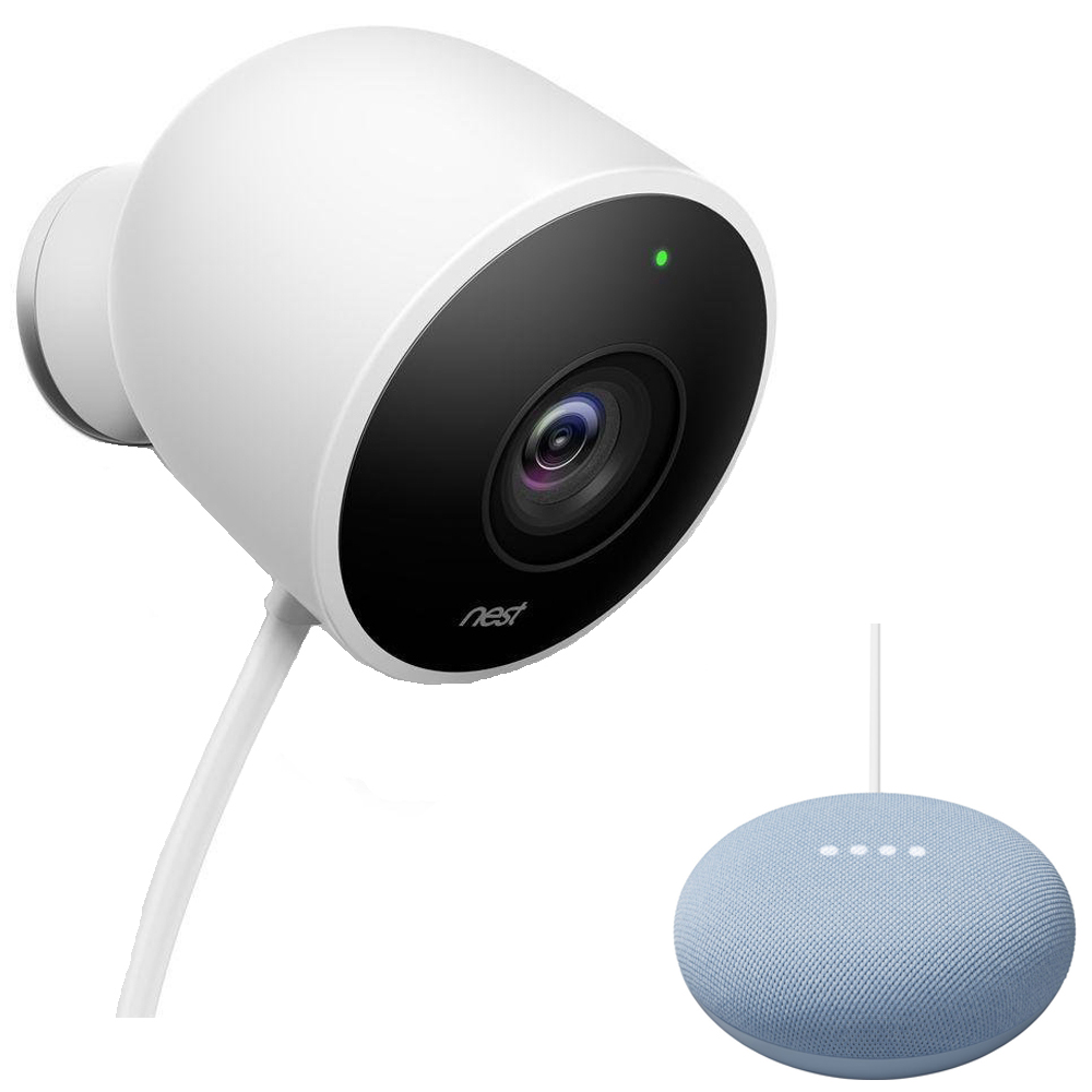 Google Nest NC2100ES Outdoor Security Camera, White Bundle w/ Google